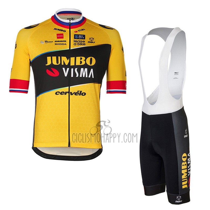 Jumbo Visma Cycling Jersey Bib Short 2023 Short Sleeve Black Yellow